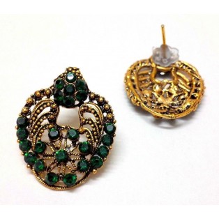 Golden Oxidized Women Earrings Jhumka Jhumki Jewelry Push Back Drop Dangle 48